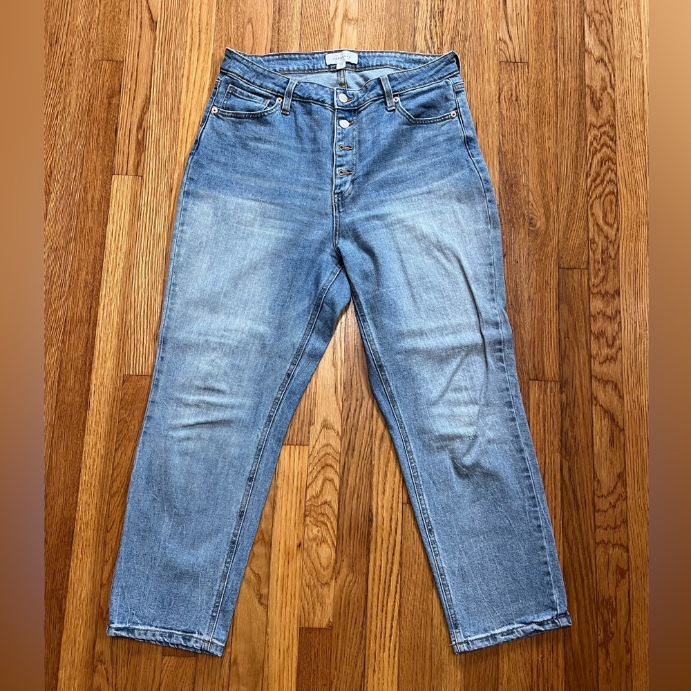 Popsugar High Waisted Button Fly straight leg Jeans